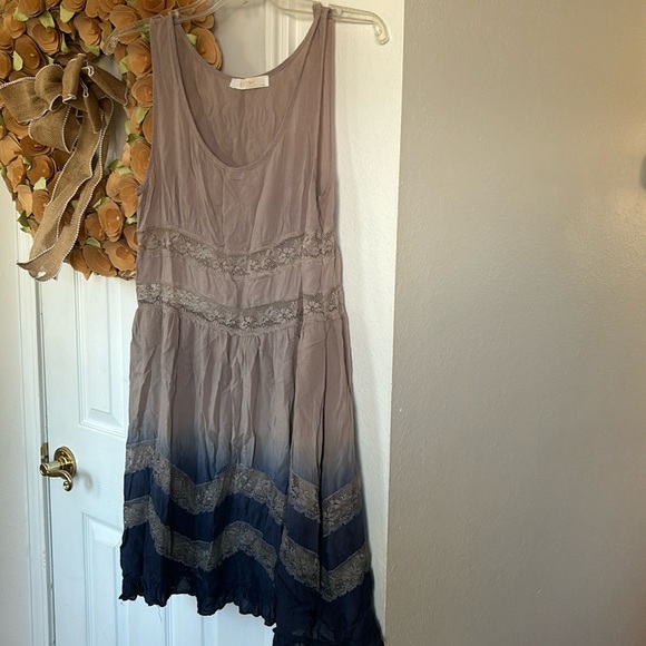 entro Dresses & Skirts - ENTRO Dress Ombre Tan Blue Tank size M